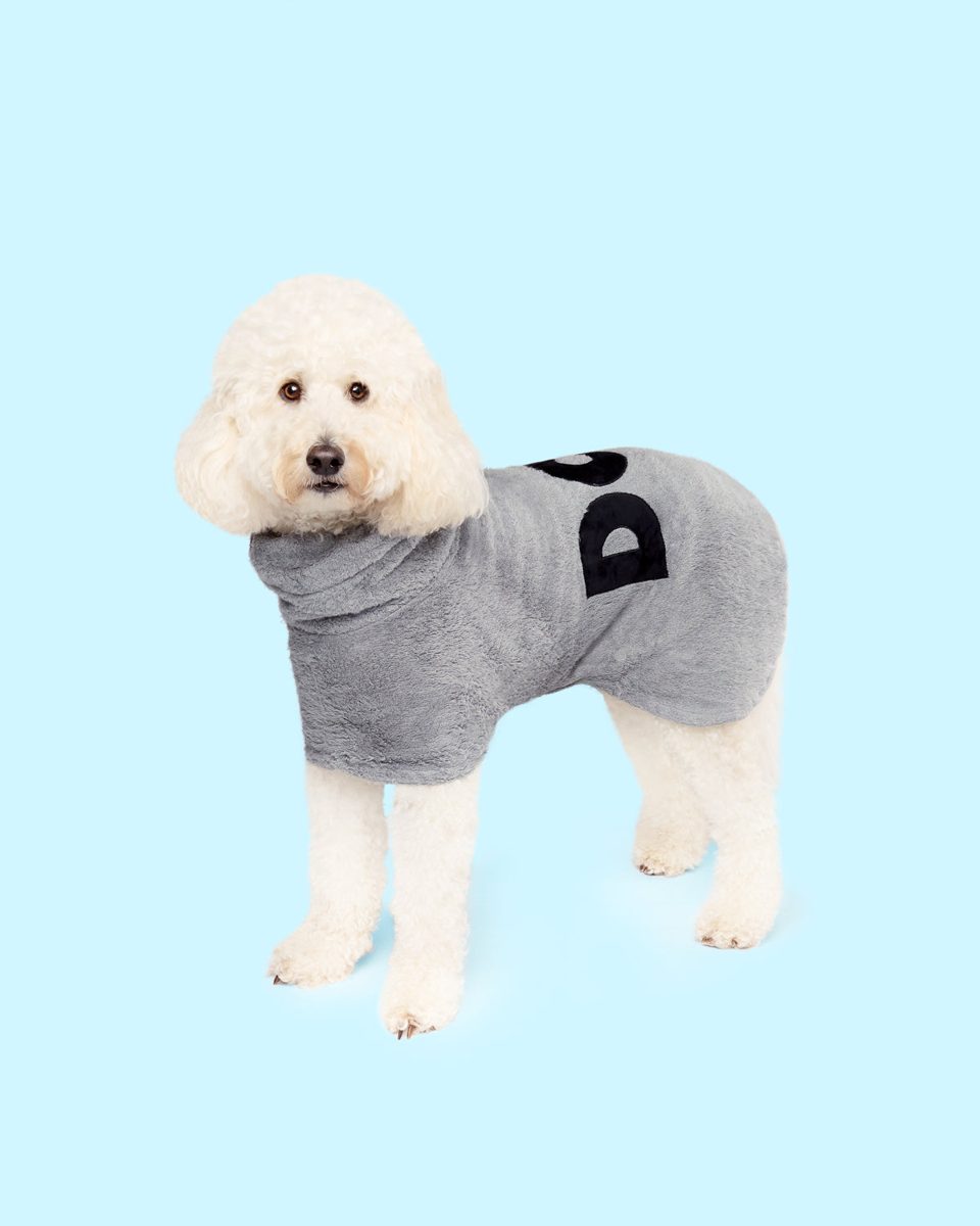 DOG by Dr Lisa bamboo cotton dog poncho in grey